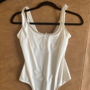 White with rhinestones Body suit